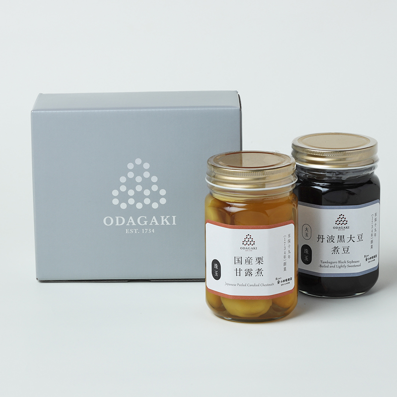 大ビン詰め合わせ 2本入り(黒大豆煮豆1本、栗甘露煮1本)